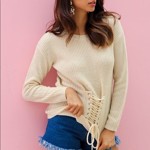 Ivory tie sweater - Picture 5 of 7